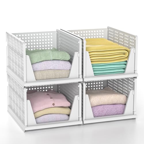 収納ボックス 引き出し 衣装ケース 押入れ用 クローゼット用 服収納 収納ラック 積み重ね 大容量 折りたたみ (XLサイズ4個)