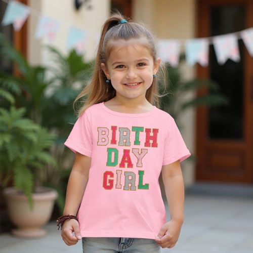 Birthday Girl Shirt for Toddler Kids Sequins Birthday Outfit T-Shirt Cute Summer Party Gift Tee Tops 2-6 Years4