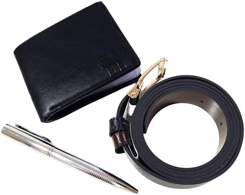 Kit Masculino Premium 3 Peças: Cinto Dupla Face (Marrom/Preto), C...