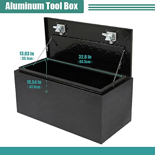 36 Inch Heavy Duty Aluminum Diamond Plate Tool Box With T-Handle Latch Dual Lock Pickup Truck Underbody Trailer Storage Organizer For Rv, Trailer & Truck Black #TOP3