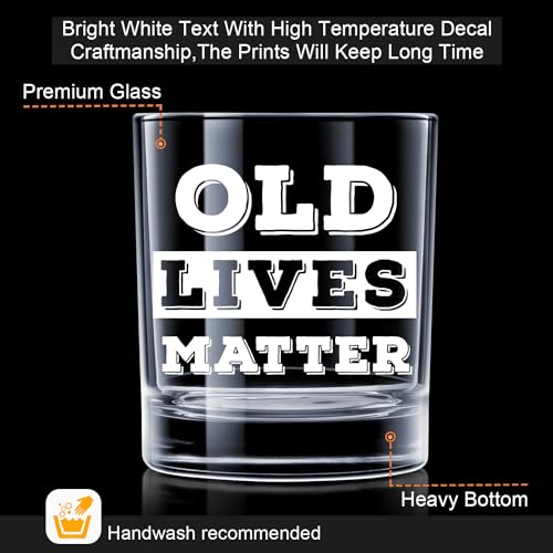 LIGHTEN LIFE Old Lives Matter Whiskey Glass 340ml,Rock Glass in Valued Wooden Box,Funny Birthday or Retirement Gift for Grandpa,Dad - Image 2
