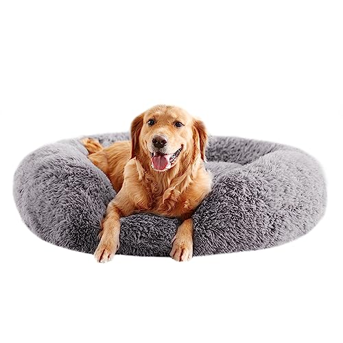 PetJett Donut Hundebett – Beruhigend, Flauschig, Waschbar – Für Kleine Bis Große Hunde Bis 45 Kg