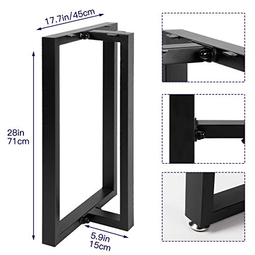 Image of HOMEKAYT Metal T-Shape Desk Legs, 28 inchH x 17.7 inchW, Heavy Duty (800lbs), Black (2Pcs) - Perfect for Dining, Computer, Office Tables & More