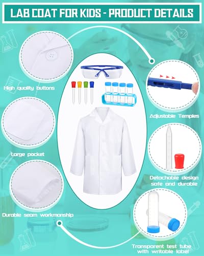 Set de 6 disfraces de bata de laboratorio para niños blancos miniatura 3