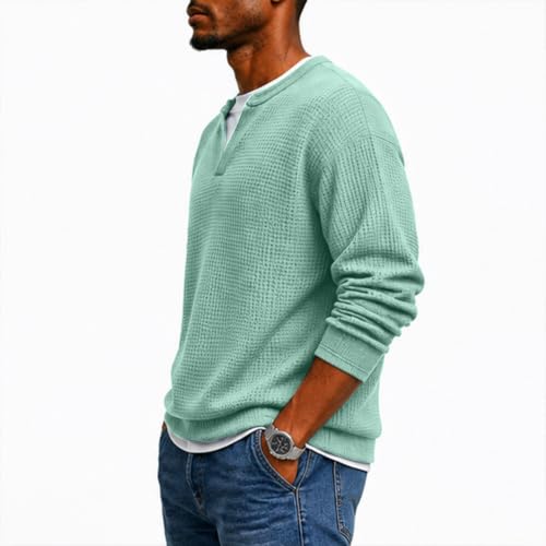 Vneck Tshirts Shirts for Men Thermal Waffle Knit Layered Look Sweatshirt - image 6