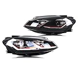 PJDCMF LED Headlights Compatible For Volkswagen VW Golf MK7.5 TSI TDI Variant Halogen 2017-2020 [not Fit GTI/GTD/Rline/MK7] Front Lamps Assembly