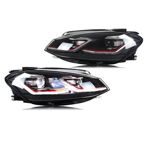 PJDCMF LED Headlights Compatible For Volkswagen VW Golf MK7.5 TSI TDI Variant Halogen 2017-2020 [not Fit GTI/GTD/Rline/MK7] Front Lamps Assembly