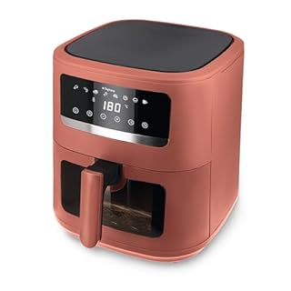 Tognana Iridea,Friggitrice ad aria 8L, doppia resistenza, display digitale, timer, 80-200°C, finestra, 2000W, Rosso Mela