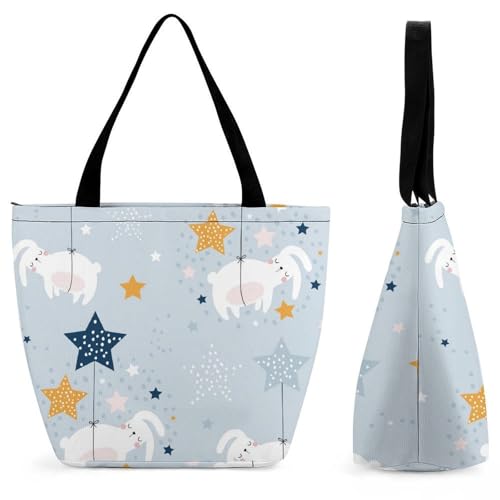 Sac à bandoulière étoiles et lapins grand sac de shopping et voyage pour femme