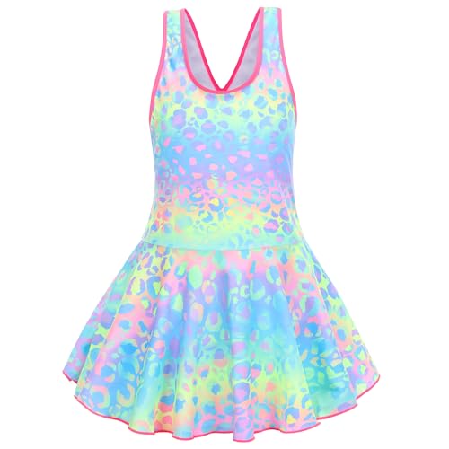 Image of Akokvlar Girl One Piece Swimsuit with Skirt Bathing Suit Swimwear 3-16Y