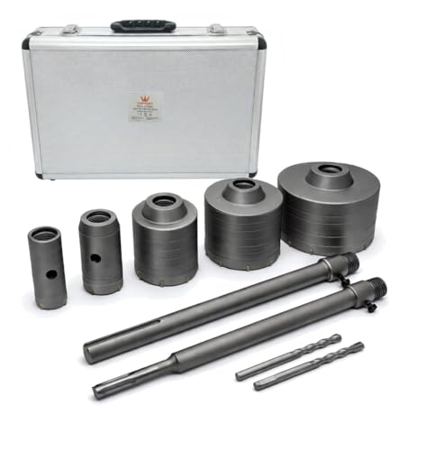 KATSU 9 Pièces Mèche de Forage en Béton avec Manche Rond de 280mm SDS Plus Trépan pour Trou de Sciage de Béton Mèche de Forage pour Mur en Pierre de Ciment avec...