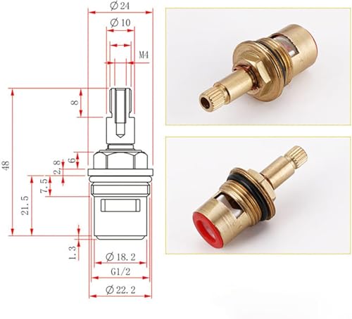 Vannes de robinet remplacement quart tour avec disque céramique 1/2 - 3