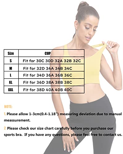 Kevamolly Womens Strappy Sports Bra - Medium Support, No Roll Up, Criss Cross Back, With Wireless Removable Padded Yoga Bras,Yellow M #TOP5