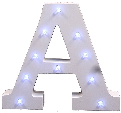 AntEuro Luces Decorativas LED, Diseño de Alfabeto de Madera en Color Blanco Letras Luces - Letra A