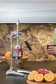 Professional hand preserved citrus press, pomegranate, citrus juicer, chrome XL, by Optimum