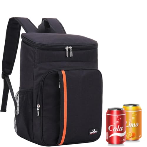 Mochila Térmica Cooler 23L Impermeável com Alça Reforçada para Costas Bolsa Cooler Grande para Bebidas e Alimentos Ideal para Praia, Viagem, Academia, Trabalho e Camping (Preto)
