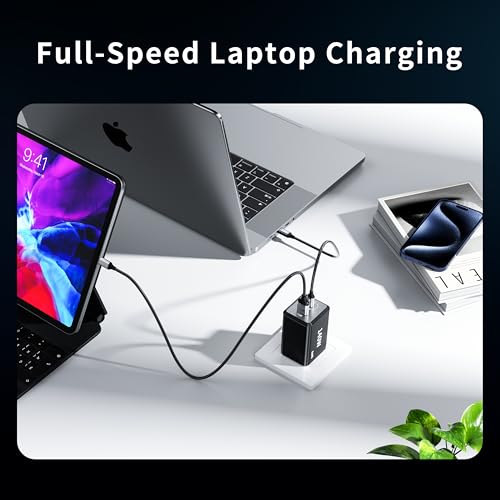 Image of 2 Pack 200W Compact USB C Charger Block Charging Station Fast Chager 3 Port Up to 140W Single‑Port Charging,for MacBook Pro,Laptop,iPhone 17 /16 /15 Series Samsung S26(Included 4 Pack 240W 7FT Cable)