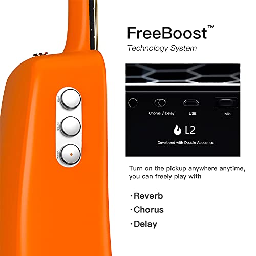 Lava Me 2 Carbon Fiber Guitar With Effects 36 Inch Acoustic Electric Travel Guitar With Bag Picks And Charging Cable (Freeboost-Orange) #TOP2