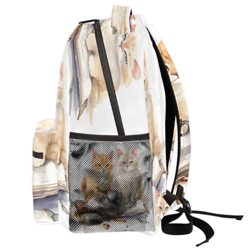 Sac à dos d'ordinateur portable chat aquarelle imperméable et léger - 4
