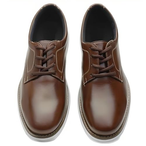 Sapato Oxford Masculino em Couro Elegante Solado Costurado Confortável (41, Whisky)