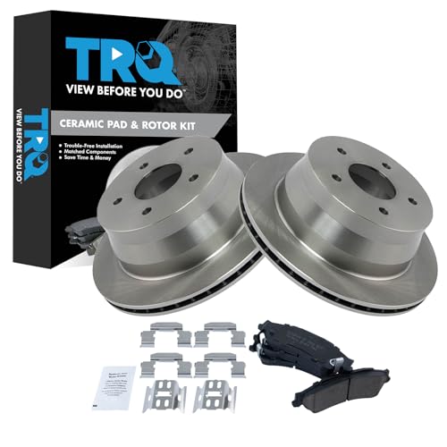 Image of TRQ Rear Brake Pad and Rotor Set Ceramic Vented Rotors