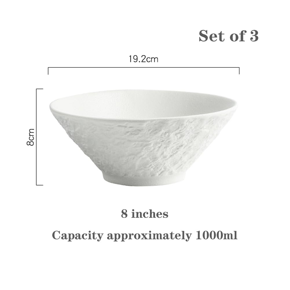 Ceramiczne Miski,Miski na Płatki Zbożowe,Zupę,Sałatkę,Mikrofalówkę,Zmywarkę,do Owsianki,Makaronu,Deseru,Ryżu,Lodów Owocowych,8 cali Biały