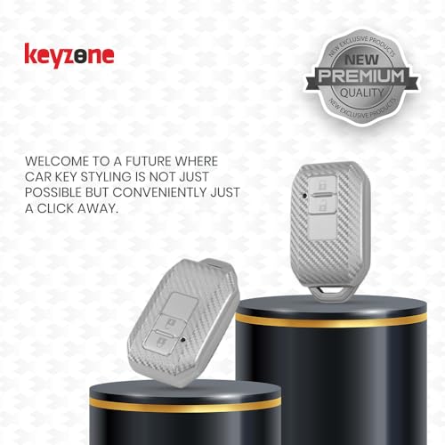 Image of Keyzone silverstar TPU Key Cover & Keychain for Baleno, Jimny, Swift, Ertiga, Grand Vitara, XL6, Brezza, Fronx, Dzire, Glanza, Urban Cruiser Hyryder 2 Button Smart Key (Silver)