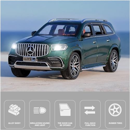Image of Die-Cast Zinc Alloy 1:24 Scale Merceedes Benz GLS63 Maybaach Car Model Large with 6 Openable Doors,Lights & Music Alloy Pull Back Toy Car for Kids(Random Color) (GLS 63)