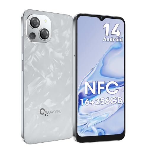 Teléfonos inteligentes CWOWDEFU S18 16GB+256 GB/ 1TB Teléfonos móviles gratis, pantalla Incell FHD de 6.58 'Batería de 5000 mAh, cámara de 48MP Android 14 Móvil, Face ID/Huella digital/NFC/GPS, Blanco