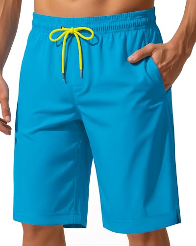 11 Inch Men Swim Trunks with Mesh no Compression Liner Zipper Pocket Quick Dry Swimsuit Bathing Suit Water Short Sports Exercise Fitness Football Activewear Active Gear Wear Attire Clothes Outfit 9 10