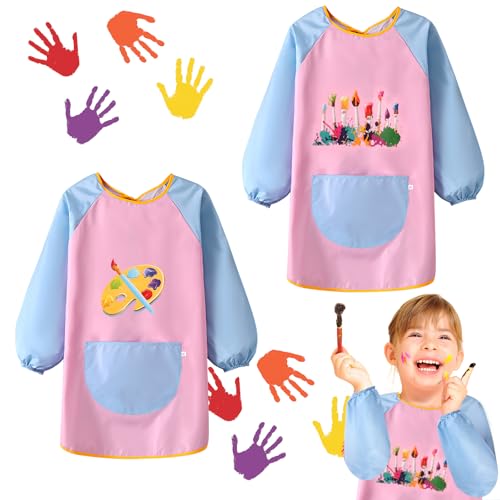 Tikplus Bata de pintura escolar de 1ª clase, delantal para niños con bolsillos grandes, bata de pintura, bata para niños, bata de pintor, para niños de 7 a 12 años, para escuela, arte, pintura,