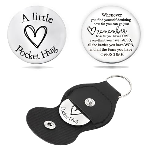 Pocket Hug Token Keychain for Women & Men - Inspirational Gifts for Him & Her Christmas Valentine's Day Graduation