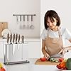 Magnetic Knife Holder, Stainless Steel Magnetic Knife Block for Counter Top, Double Sided Magnet Knife Strip Storage, Powerful Kitchen Knife Holder Stand
