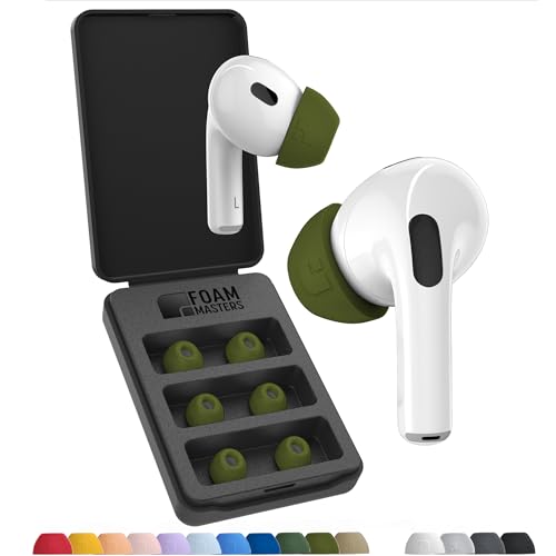 Foam Masters - Almohadillas de espuma viscoelástica ultra premium para AirPods Pro de 1ª y 2ª generación | 3 pares | Black Magic Ver 6.0 | Seguras | Comodidad | Mejor cancelación de ruido |