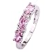 Psiroy Women's 925 Sterling Silver 1.5cttw Created Pink Topaz Filled 3 Stone Ring
