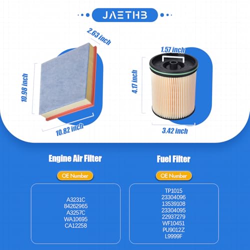Diesel 6.6L Duramax Filter Kit for Chevy Silverado 2500HD 3500HD & GMC Sierra 2500HD 3500HD 2017-2019; Engine Air Filter A3231C, Fuel & Oil & Transmissions Filter TP1015 PF2232 29539579 by JAETHB - Image 3