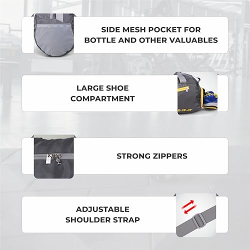 Image of NIVIA Sportspace 2.0 Polyester Gym Bag, Unisex Gym Bags, Adjustable Shoulder Bag for Men, Duffle Gym Bags for Men, Sports Kit, Duffle Bags Travel,Capacity-18 litres