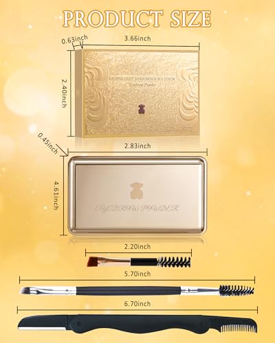 Eyebrow Powder Kit-2 Colors Eye Brow Tinting Powder Palette Long-Lasting Waterproof, Light Dark Grey Brown Brow Filler Product, Mother's Day Makeup Gift for Women Girl, with Mirror Brow Brush-Set 02