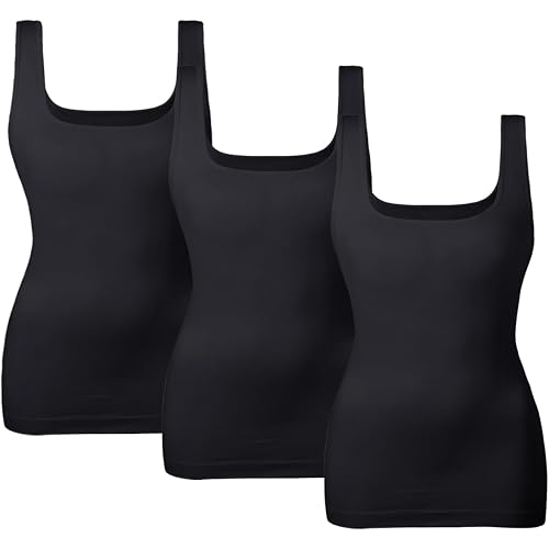 Women's Tummy Control Shapewear Tank Tops Seamless Square Neck Compression Tops Slimming Body Shaper Camisole