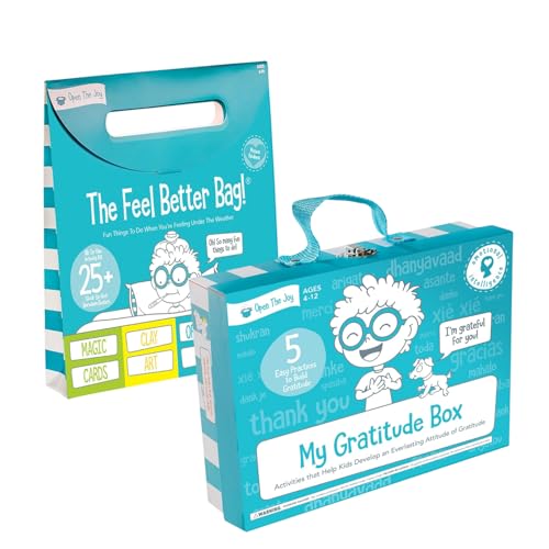 Open The Joy Kids Emotional Learning Mega Bundle – Feel Better Bag + Gratitude Box | 40+ Activities, Crafts, Origami, Clay Art, Games & Kindness Missions | SEL Toys, Recovery Gift for Kids, Ages 4+