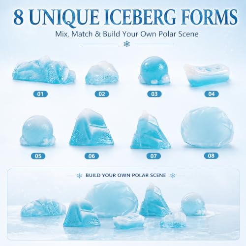 Image of ULTECHNOVO 8Pcs Arctic Iceberg Model Realistic Miniature Polar Scene Decorations for Cake Aquarium Home Office Decor for DIY Enthusiasts and Creative Projects