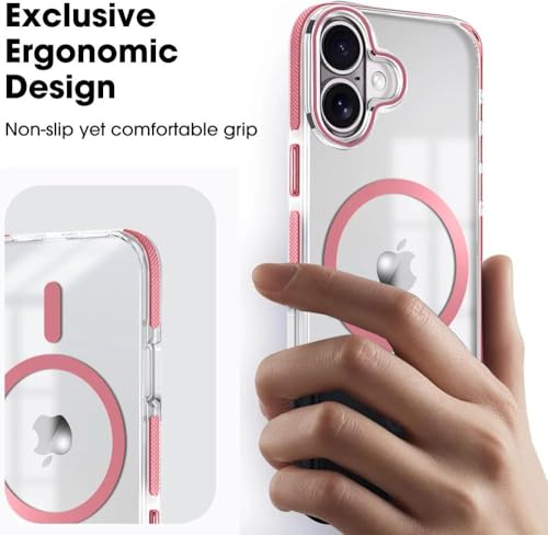 Image of MINTZZ ️ for iPhone 16 Case, Compatible with MagSafe, Military-Grade Protection, Yellowing Resistant, Scratch-Resistant TPU Back, Magnetic Phone Case (Pink, iPhone 16)