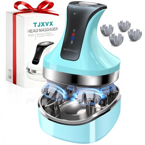 Massaggiatore Cuoio Capelluto Elettrico Senza Fili, Impermeabile IPX7, 4 Testine Rotanti per Massaggio Rilassante Profondo, Anti-Stress e Promozione Crescita Capelli