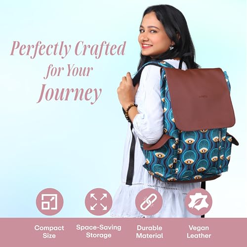Image of Protecta Prisma Floral Printed Laptop Backpacks for Women and Men Fits 16Inch MacBooks Water-Repellent Bag for Office Collage and Travelling Print Padded Sleeve Lightweight Durable Design 18L