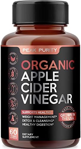 100% Organic Raw Apple Cider Vinegar Capsules - Natural Detox Gut Cleanse & Healthy Digestion - Tasteless & Easy to Swallow - Extra Strength ACV Pills - 1000 mg