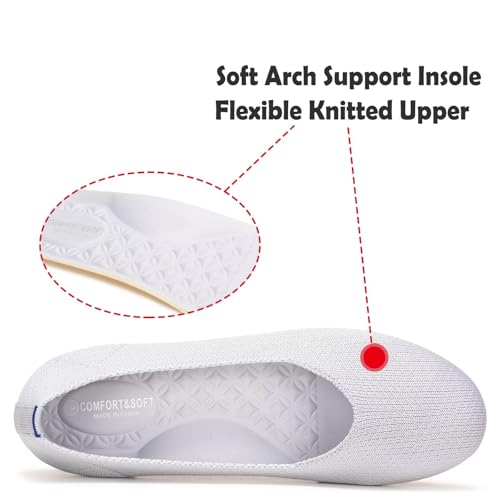 Image of Frank Mully Women's Ballet Flat Shoes Knit Dress Shoes Round Toe Slip On Ballerina Flats for Woman Low Wedge Comfort Soft