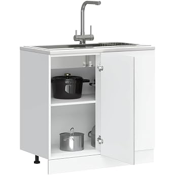 Myheimly Sink Base Cabinet Concrete Gray Wood Material Kitchen Unit Kitchen Furniture Base Cabinet