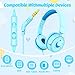 IMYB Kids Headphones with Cord for School, 85/94dB Volume Limit Headphones for Kids, Portable Wired Headphone with Shareport, Stereo Sound Foldable Headset for School/Tablet/iPad/Kindle (Cyan)