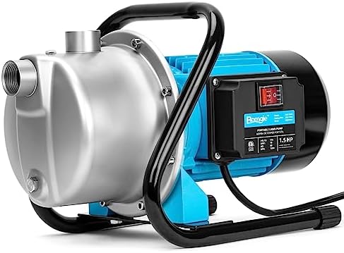 BOMGIE 1.5HP Portable Water Transfer Garden Pump,1200GPH Shallow Jet Well Pump,Draining Irrigation Lawn Fountain Booster Pump for Water Removal