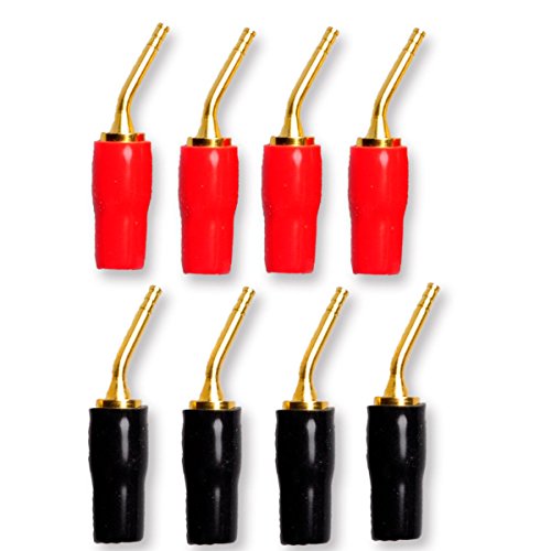 FolioGadgets 4-Pair 2mm Banana Plug Pin Screw Type, Audio Speaker Cable Connector Copper Gold Plated